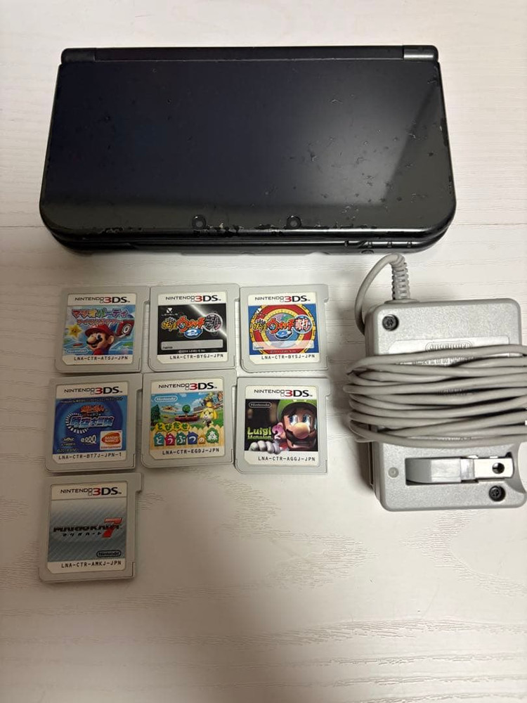 New Nintendo 3DS LL XL Black 7 Game Bundle Yokai Watch Charger Japan 0126