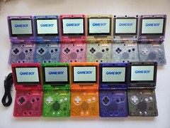 Nintendo Game Boy Advance GBA SP Clear Purple, green, blue System AGS 101 IPS V5