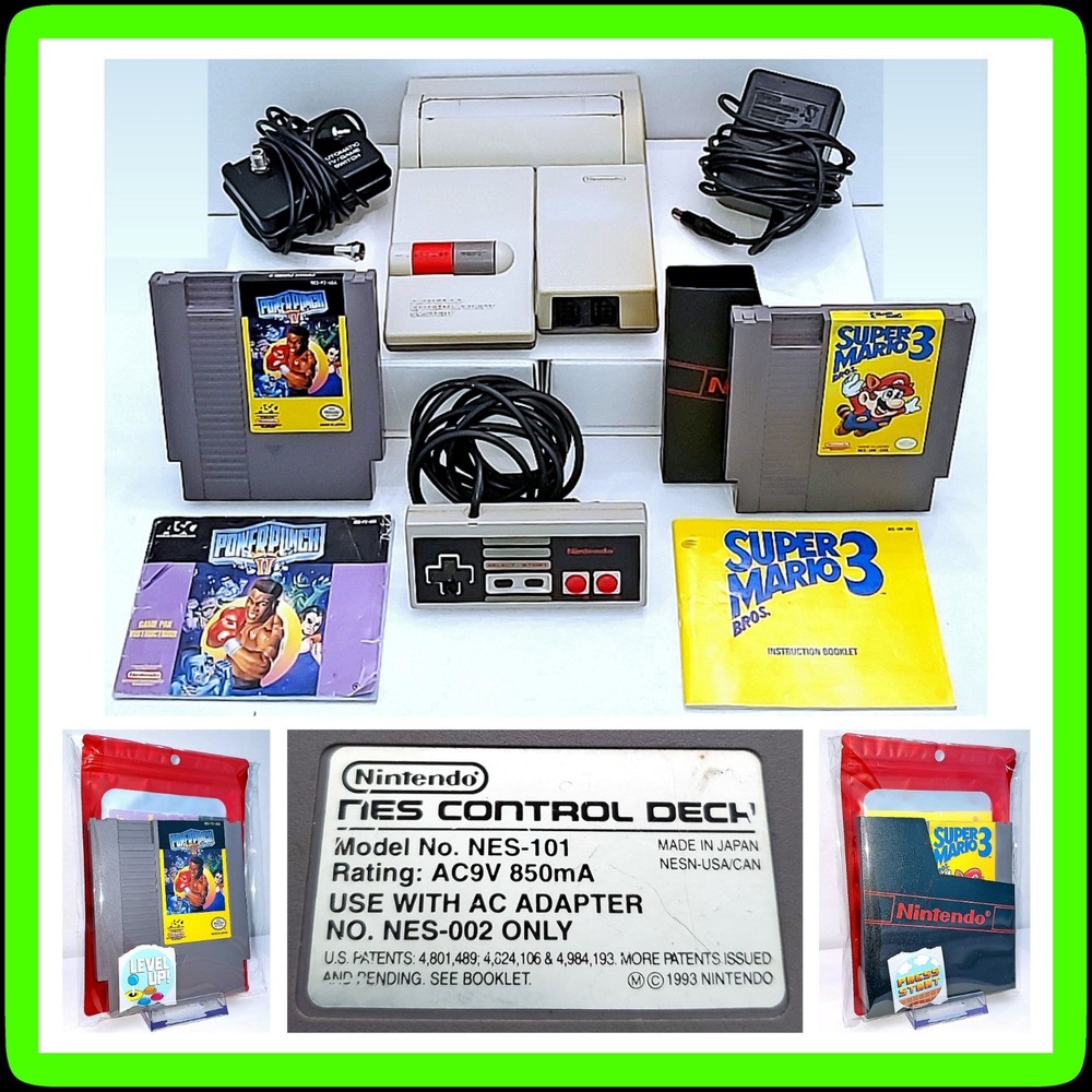 🔥 Top Loader Nintendo NES-101 Console + Super Mario 3 LEFT BROS & Power Punch 2