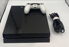 Sony PlayStation 4 (500 GB) Black W/Cords – White Controller + Charger – Pre Own
