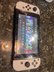 Nintendo Switch White Joy-Con Controller, Charger, With Three Mario Game Bundle