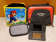Nintendo DS Lite Black Bundle w/ Charger, Mario, G-Pak, Gamer Cases, 8 games