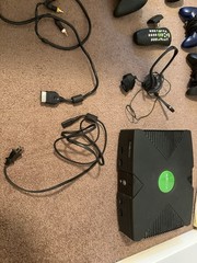 Original Xbox With 4 Controllers And DVD Remote. Red Ring. For Parts. Not Tested