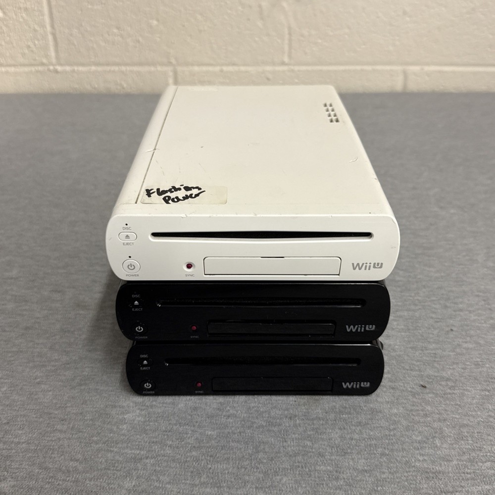 3 x Nintendo Wii U Consoles 2× WUP-101(02) & 1 WUP-001 (02)- For Parts
