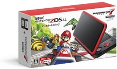 USED Japanese New Nintendo 2DS XL LL Mario Kart 7 RED BLACK with all items