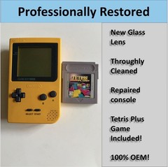 PROFESSIONALLY RESTORED OEM Game Boy Pocket Console (Yellow) & Tetris Plus!