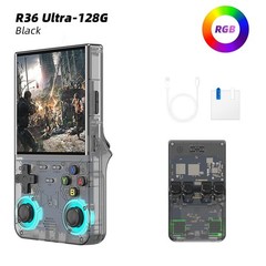 Black R36 Ultra Handheld Game Console 4″ IPS Screen 40000+ Games Video Games
