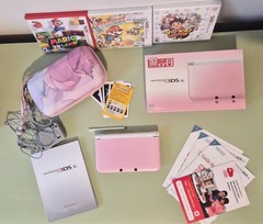 Nintendo 3DS XL Pink White Complete in Box CIB Bundle Lot 3 Games Stylus Charger