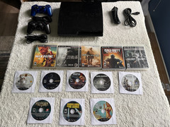 Sony PlayStation 3 Slim PS3 160GB Console Bundle 14 Games 2 Controllers Works!