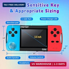Handheld Game Console for Kids 3.5″ IPS Large Screen Rechargeable,Preloaded 216