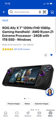 ROG Ally 7″ 120Hz FHD 1080P Gaming Handheld 24GB with 1TB