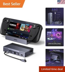 Compact Steam Deck Dock: 6-in-1 HDMI, 100W Charging & High-Speed Connectivity