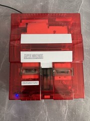 Transparent Clear Red Super Nintendo SNES Game Console SNS-001 with Blue LED