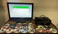 Microsoft Xbox 360 Slim Console Bundle Model#1439 Kinect and 20 Games Tested