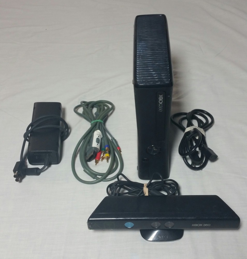 XBOX 360 S TESTED CONSOLE POWER SUPPLY KINECT BUNDLE POWERS UP BLACK WITH HDMI