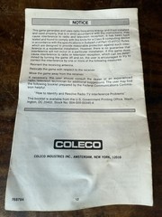 Used 1981 COLECO MIDWAY No. 2390 PAC-MAN Instruction Booklet & Power Cord!