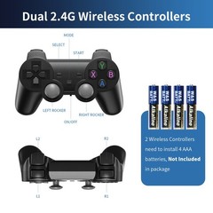 4K Gaming Stick Console 64GB | 20000+ Retro Games | Dual Wireless Controllers |