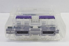 Super Nintendo Transparent Crystal Clear Console SNES SFC Converted AC AV TESTED