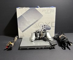 Sony PS2 Slim Silver Console Bundle w/ Cords & Controller, And Box – TESTED