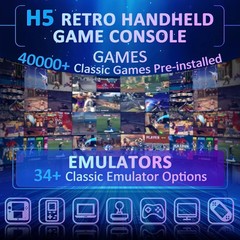 H5 Retro Gaming Console, 5.0 Inch IPS HD Screen Handheld Game Console, 256GB TF