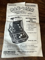 Used 1981 COLECO MIDWAY No. 2390 PAC-MAN Instruction Booklet & Power Cord!