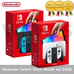 Nintendo Switch OLED Model HEG-001 Handheld Console 64GB – White / Neon Blue,red