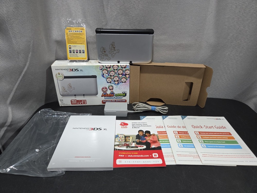 Nintendo 3DS XL Mario & Luigi Dream Team Silver Edition Original Box US Complete
