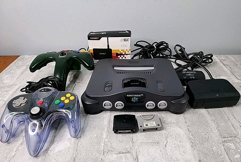 Nintendo 64 N64 Console NUS-001 w/ Controllers & Cables Tested Works *Read*
