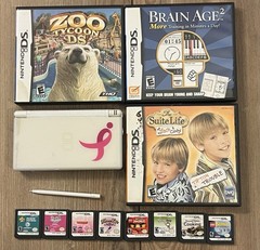 Nintendo DS Lite USG-001 KOMEN BREAST CANCER Ribbon AGS-001 w/ 11 Games Tested
