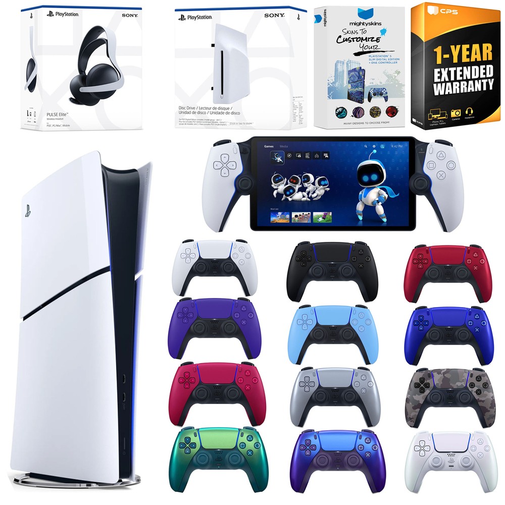 Sony PS5 Slim Digital + Disc Drive + Pulse Headset + PS Portal + Controller