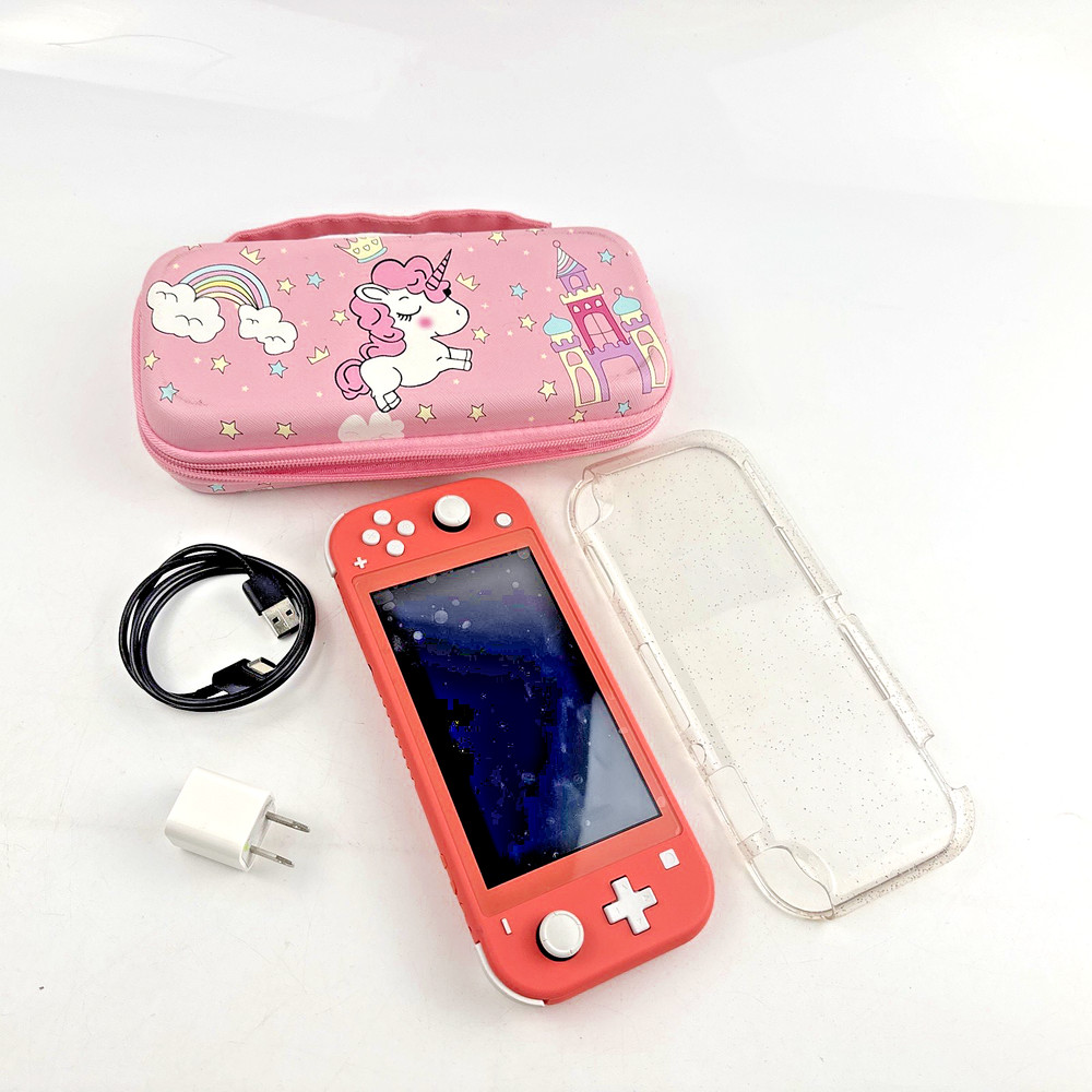 Nintendo Switch Lite Coral, Plastic Hard Case, Zipper Case – 256 GB
