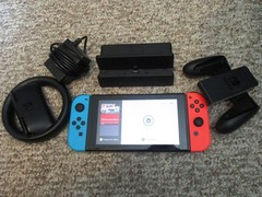 Nintendo Switch System Console w/Neon Red & Blue Joy-Cons + Dock & Extras