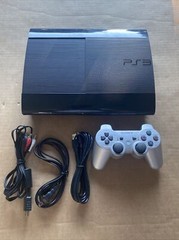 PS3 SUPER SLIM CECH 4201A 12 GB W/SILVER CONTROLLER & CORDS WORKS GREAT!!