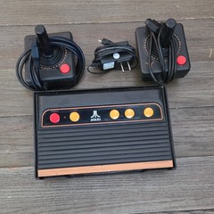 Atari 2600 Home Console Black NTSC-U/C RF w/ 2 Joysticks & Power Adapter