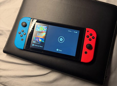 Nintendo Switch with Neon Blue and Neon Red Joy-Con