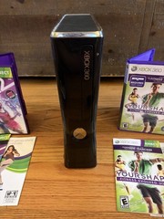Xbox 360 S Model 1439 Glossy Black Console 250GB + Controller + 2 Games #12