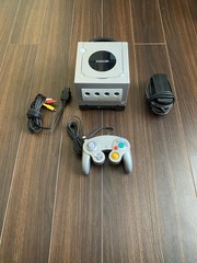 Nintendo-GameCube-Platinum Console-Silver-Controller- GamBoy Player-Working-Test