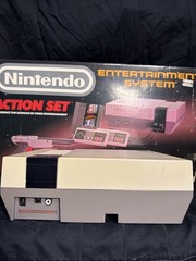 Nintendo NES Action Set Complete in Box, w Light Gun, 2 Controllers, Not Working