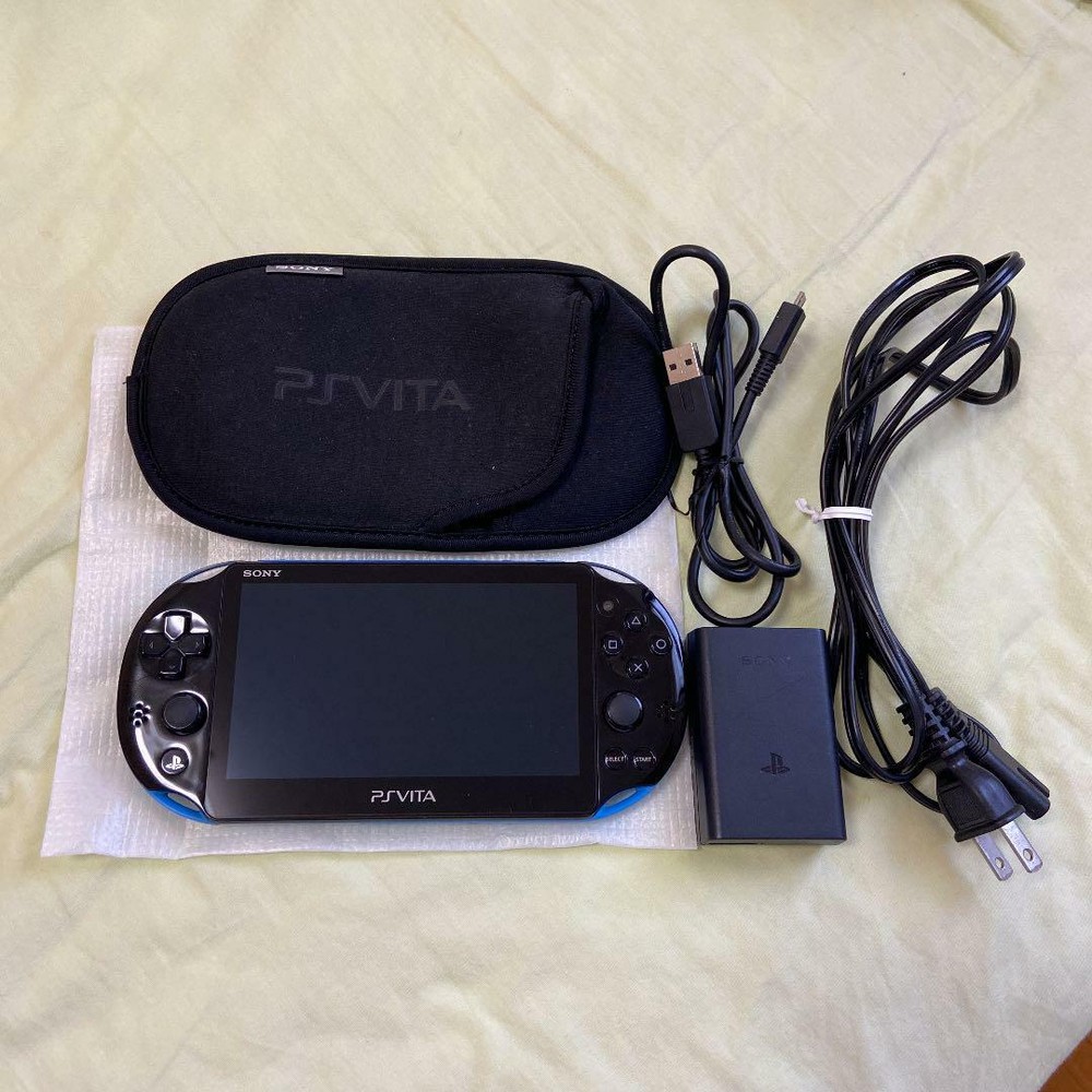 PlayStation Vita Wi-Fi Model PCH-2000 Black Blue slim with charger ,pouch