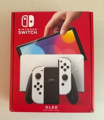 Nintendo Switch OLED White Console Bundle – Case + SD Card + Joy Cons + Game