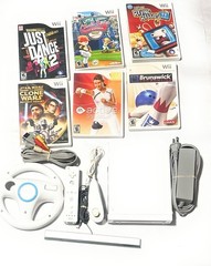 Nintendo Wii Console with Wii White + 6 Games And Wii Wheel