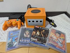 Nintendo GameCube Orange DOL-001 Set Tested Mario Resident Evil Naruto DBZ Japan