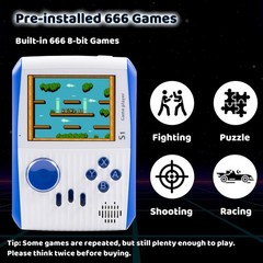 Portable 666 Classic Games Console with 3-Inch Screen & Rechargeable Battery