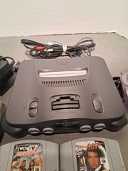 Nintendo 64 Gray Console Bundle 2 Controllers Power/AV + 007 & WCW nWo Revenge