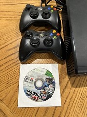 Microsoft XBOX 360S with 2 Controllers 1 Game Madden 25 HDMI Cord and Power Cord