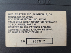 WORKING SUNNYVALE, CA. PROMOTIONAL CONSOLE ATARI VCS – CX2600A 2600 MADE IN USA