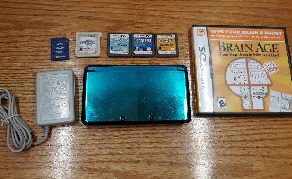 Nintendo 3ds Aqua Blue Console Lot W 5 Games And Charger Tested Works