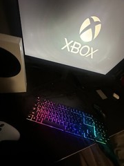 Microsoft Xbox Series s and gaming samsung monitor keyboard and mouse
