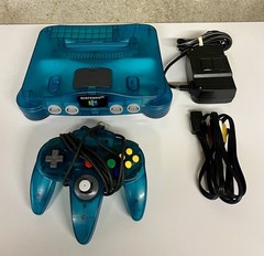 Nintendo 64 N64 Funtastic Ice Blue Console w/controller, cables, expansion pak