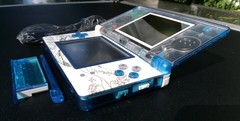 Nintendo DS Lite ReShell Clear Blue White Wave Print USB Cable Gameboy Advance